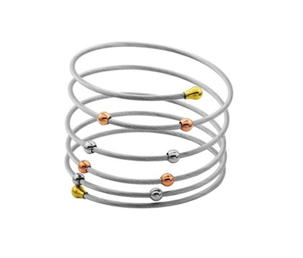 BRACELET SPIRAL ACIER/PVD OR+ROSE 37.5MM